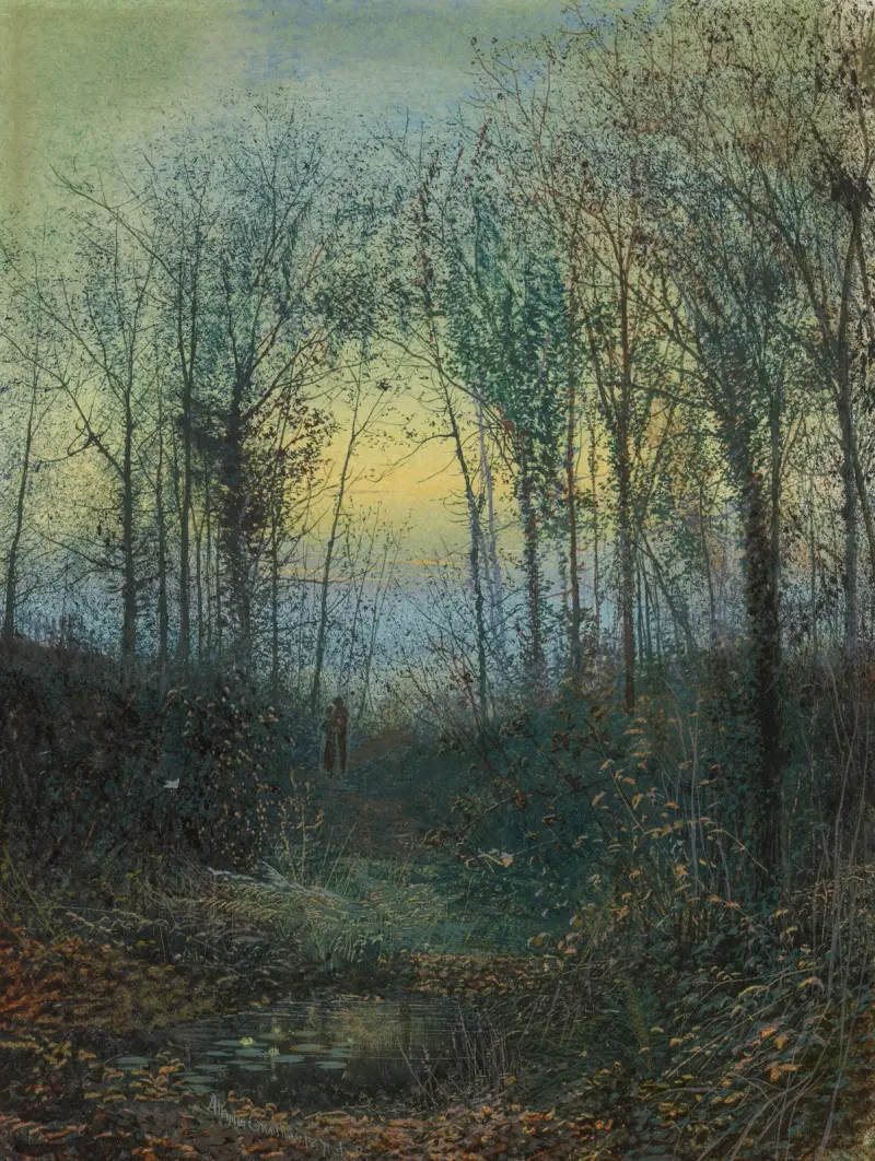 Älskande i en skog av John Atkinson Grimshaw
