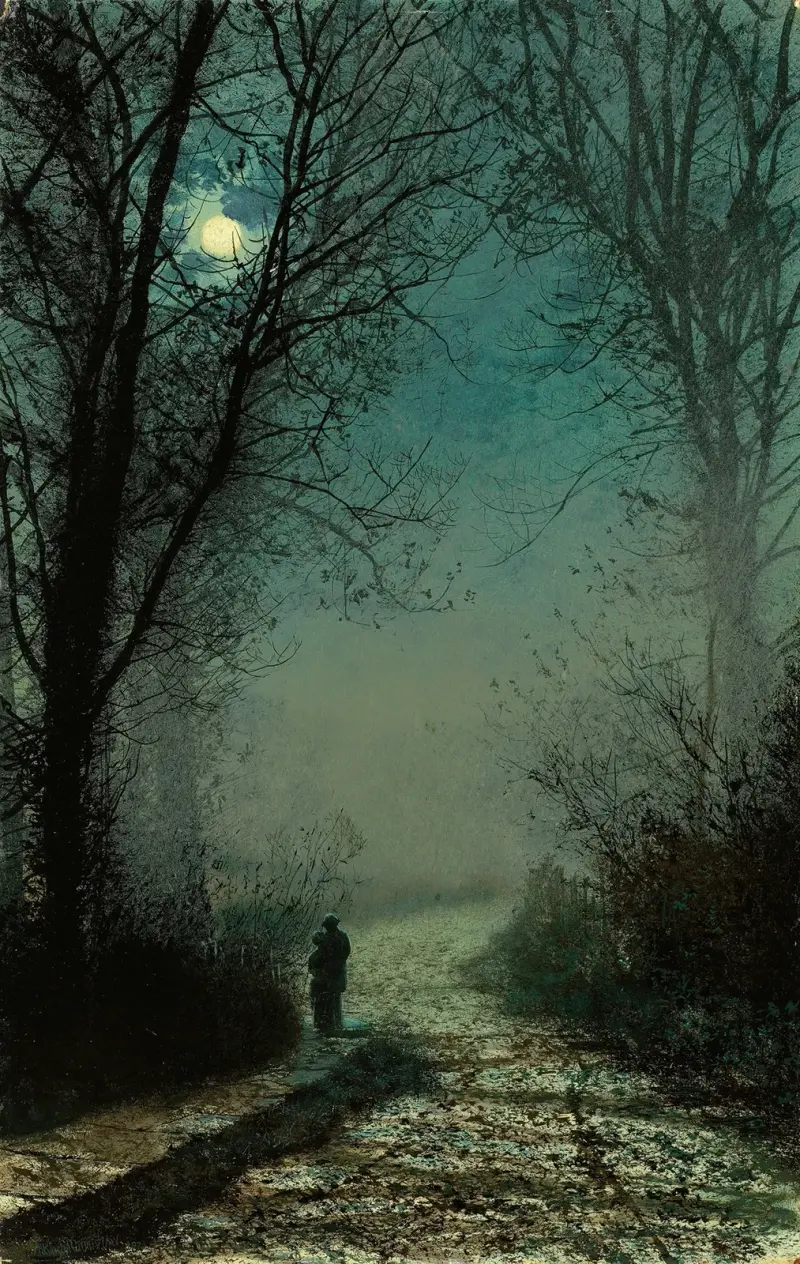 Älskande på en månskensstig av John Atkinson Grimshaw