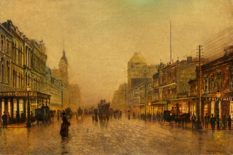 Swanston Street, Melbourne av John Atkinson Grimshaw