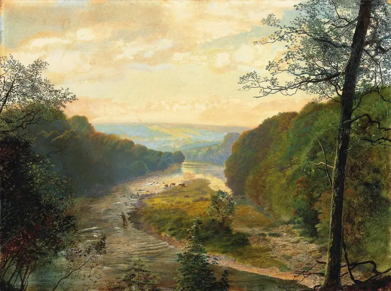 Wharfe-dalen, med Barden Tower bortom av John Atkinson Grimshaw