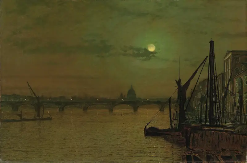 Waterloo Bridge, London, mot öster av John Atkinson Grimshaw