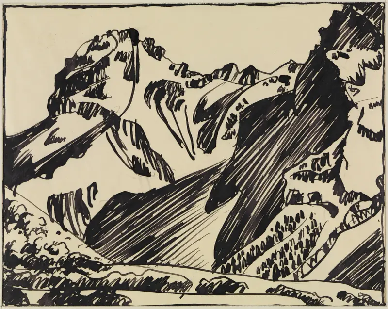 Bergslandskap i Bergell av August Babberger