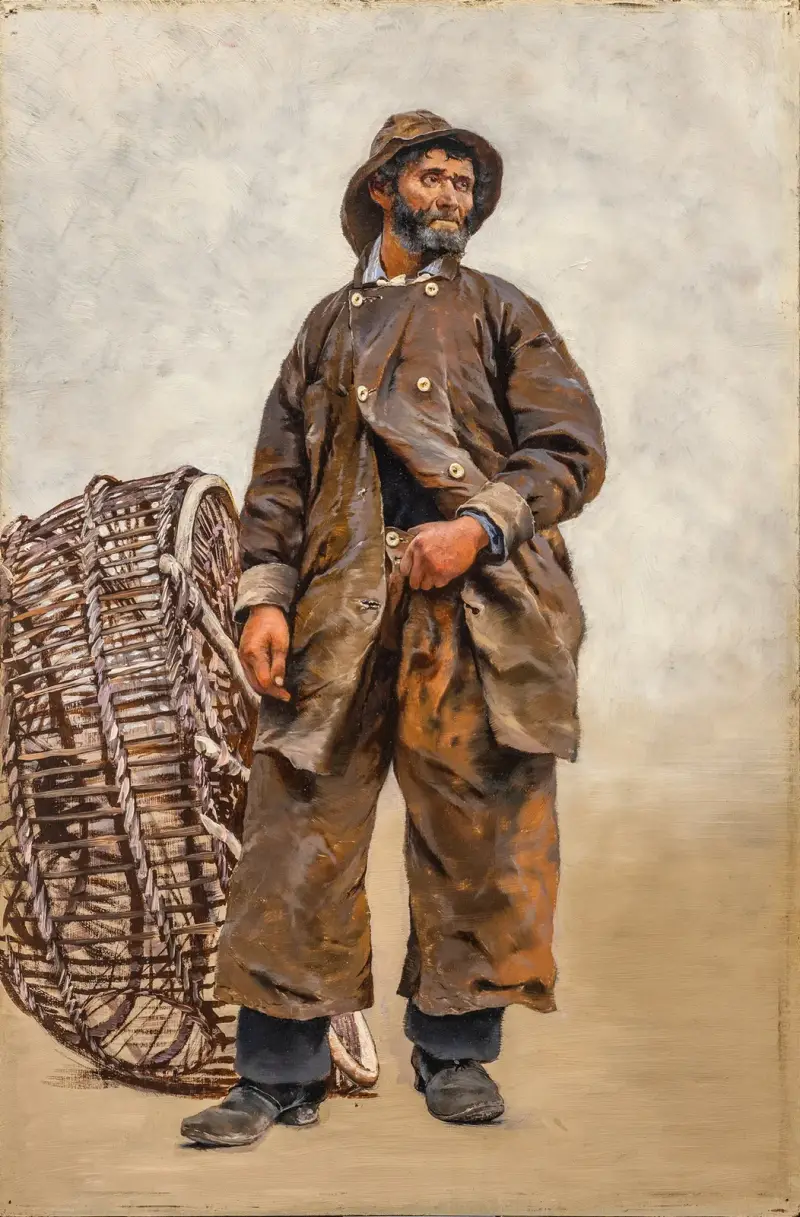 Fisherman with Basket av August Hagborg