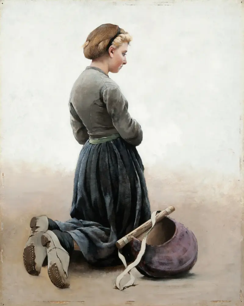 Girl kneeling av August Hagborg