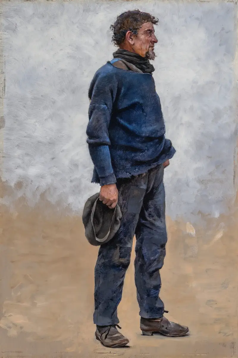 Man with Cap in Hand av August Hagborg