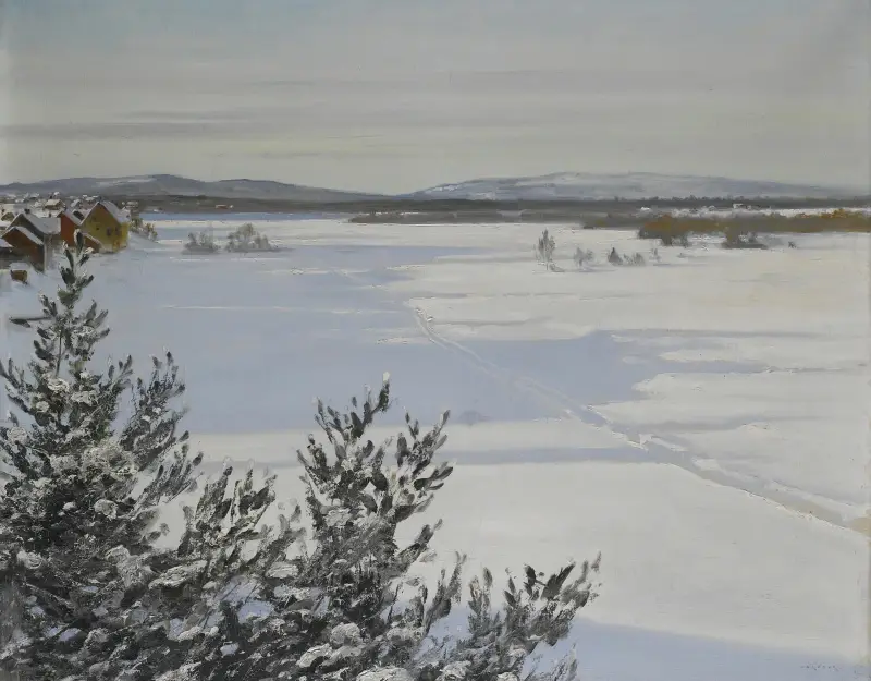 Snowy landscape, August Hagborg