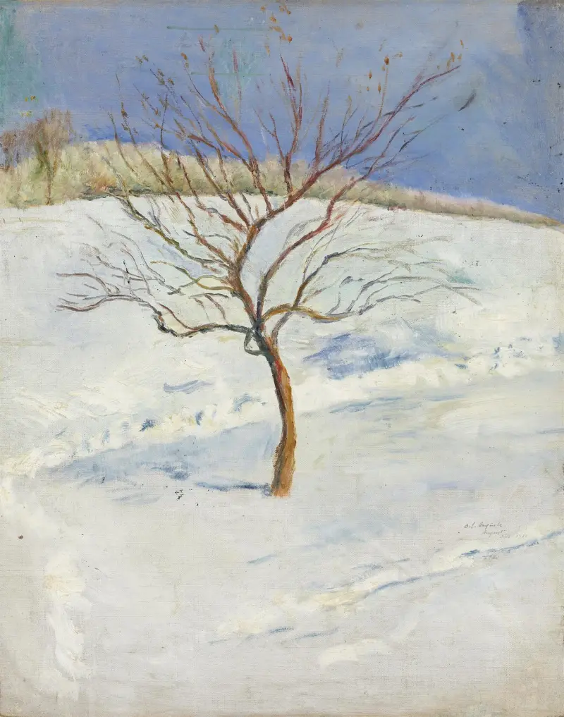 Strom v zasněžené krajině, August Macke