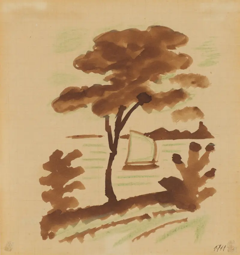 Strom a plachetnice I, August Macke