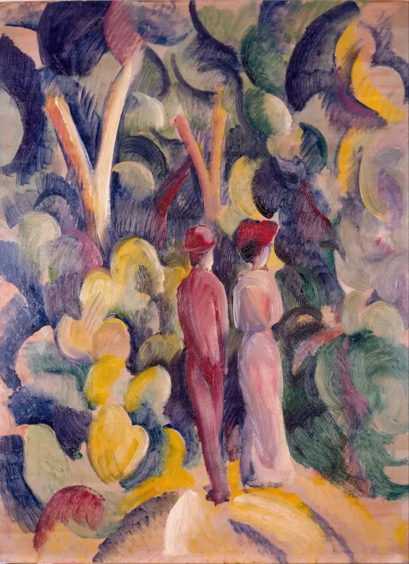 Paar auf dem Waldweg von August Macke