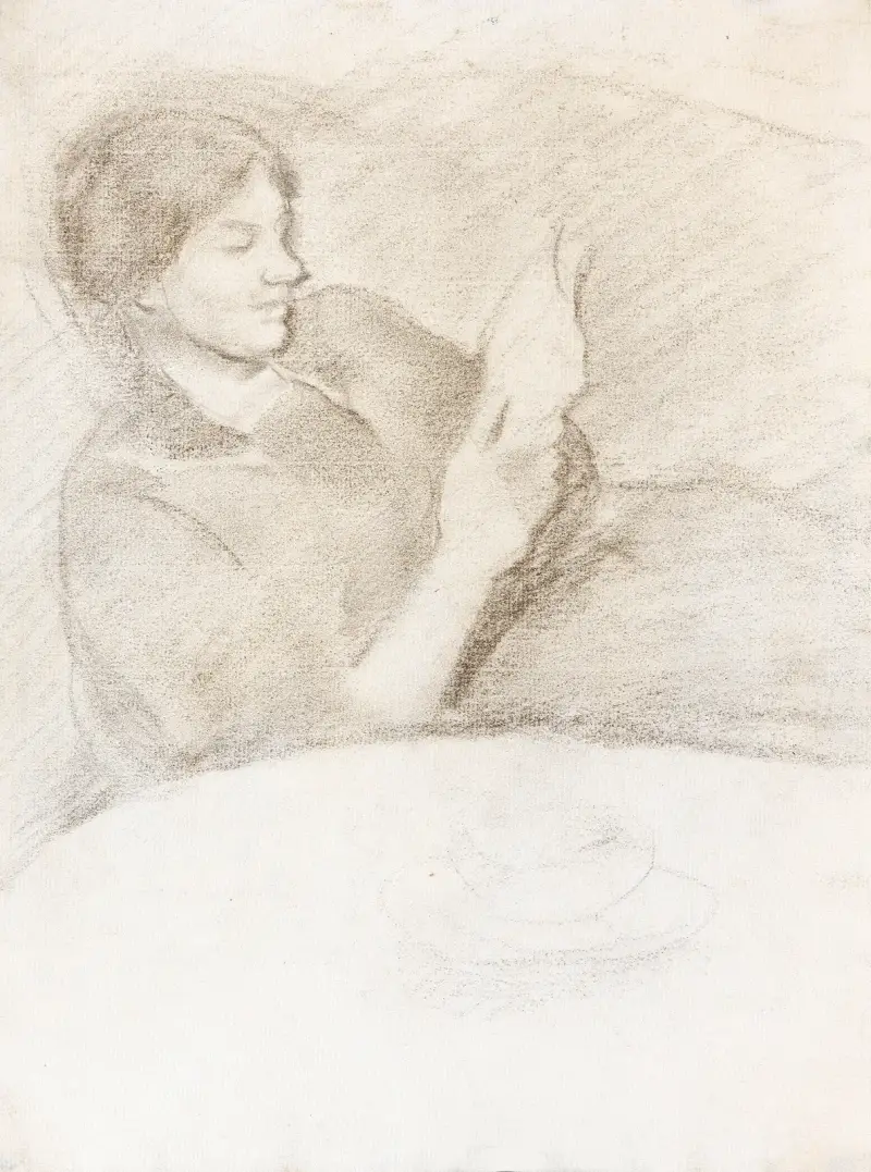Elisabeth mit Tasse, lesend von August Macke