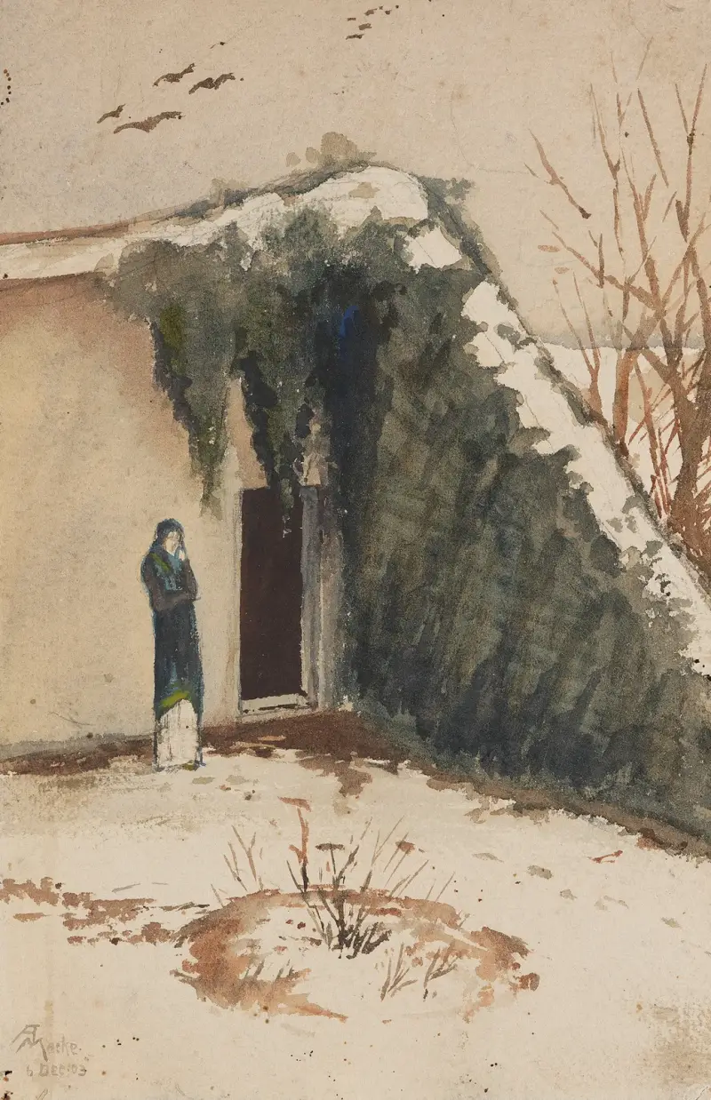 Frau im Innenhof von August Macke