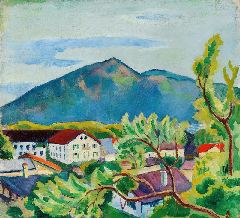 Frühlingslandschaft in Tegernsee av August Macke