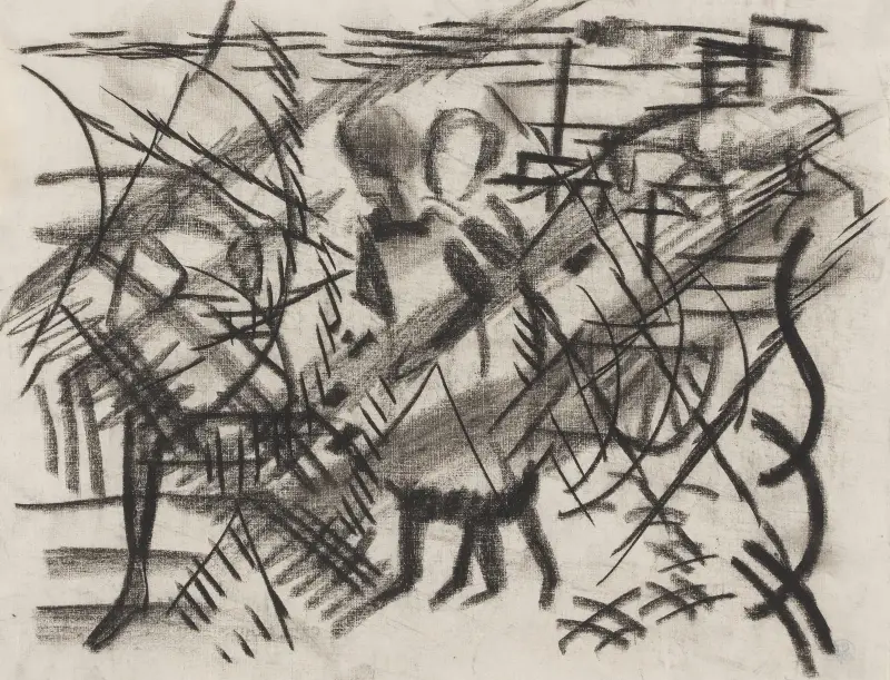 Girls on the Railway Crossover in the Evening av August Macke