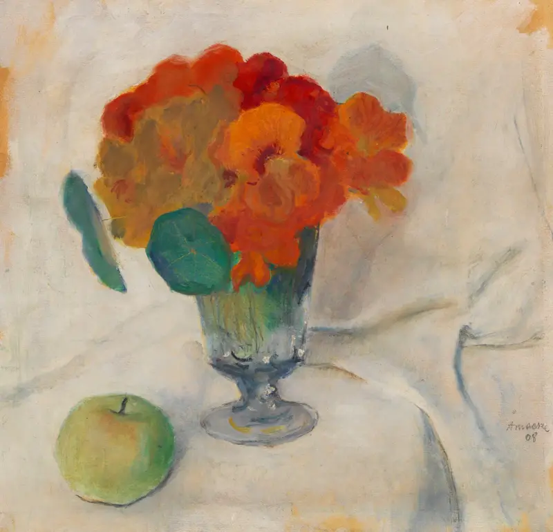 Kapuzinerkresse und Apfel av August Macke