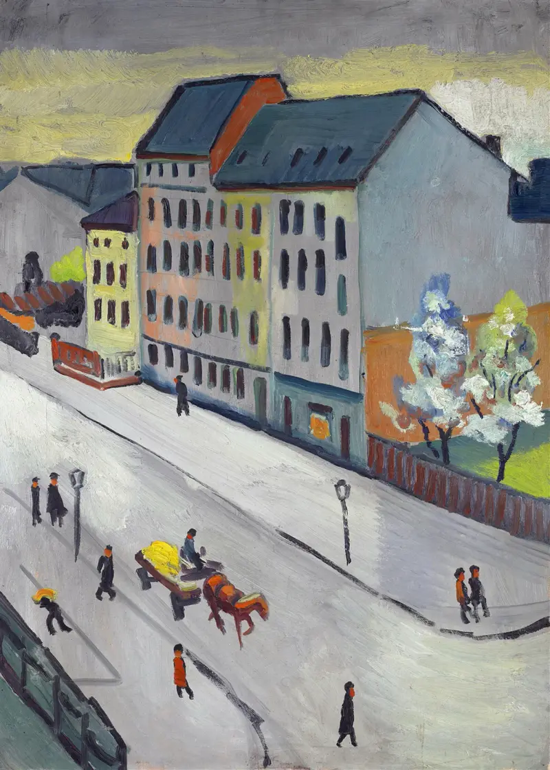 Unsere Straße in Grau von August Macke