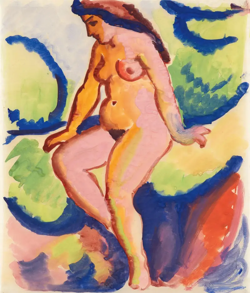 Sedící akt II, August Macke