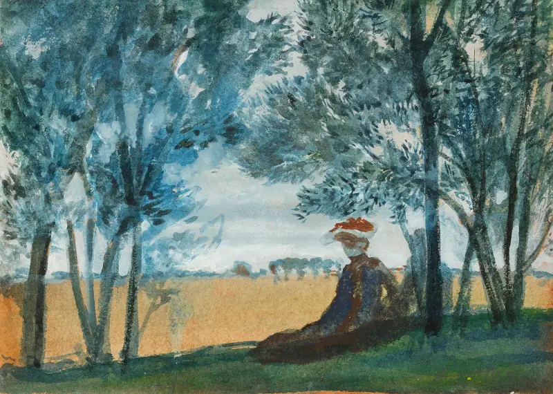 Sedící pár v krajině, August Macke