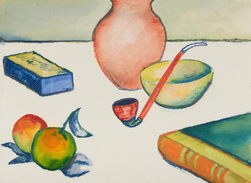 Stilleben mit Pfeife und Äpfeln von August Macke