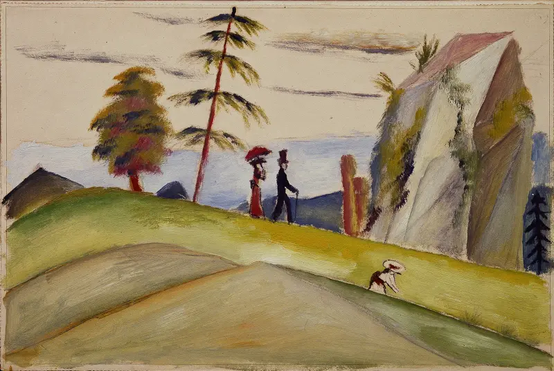 Kočárky ve skalnaté krajině, August Macke