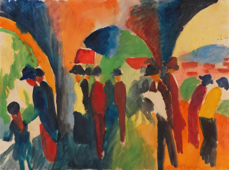 Unter den Lauben von Thun (Ein Spaziergängermotiv) von August Macke
