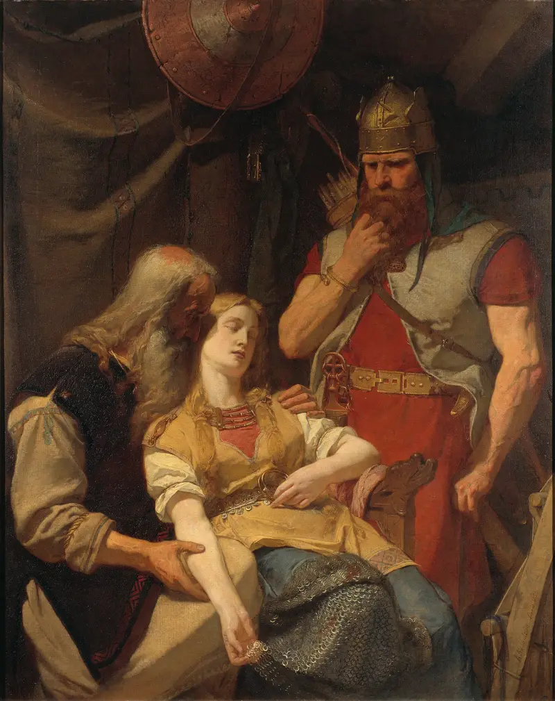 Ingeborg får bud om Hjalmars död från Orvar Odd av August Malmström