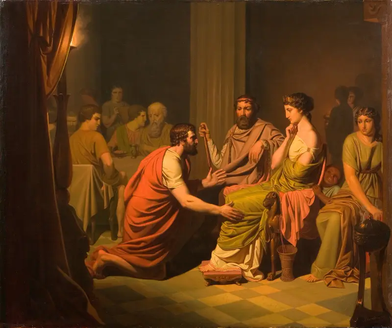 Odysseus inför Alkinous, faiakernas kung av August Malmström