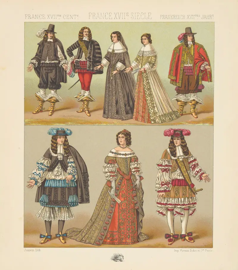 Kläder för adeln 1646–1670 – modets kungar av Auguste Racinet