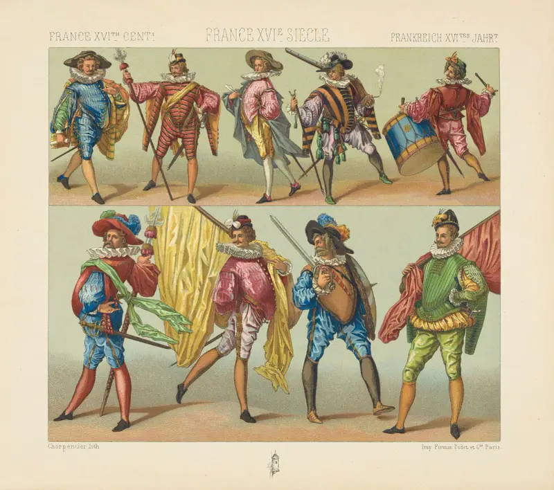 Infanteriets dräkter under Henrik III av Auguste Racinet