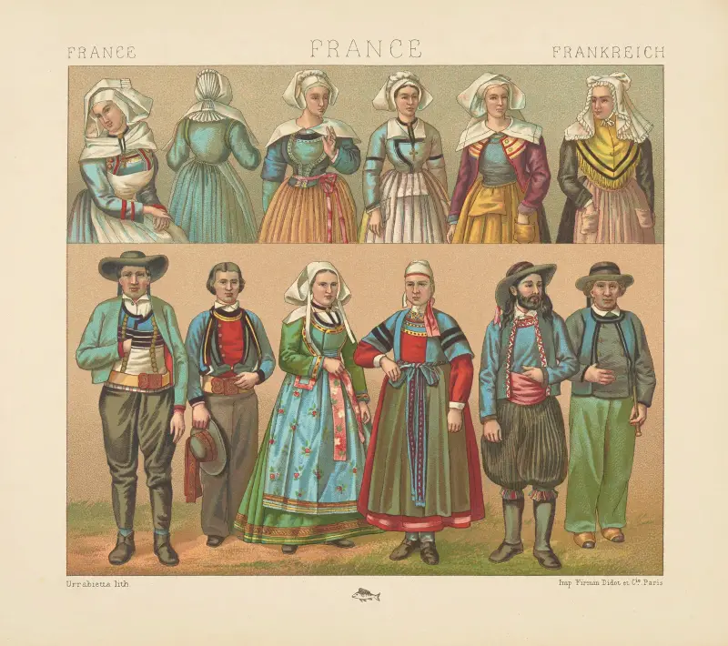 Dräkter i Bretagne – 1800-tal av Auguste Racinet