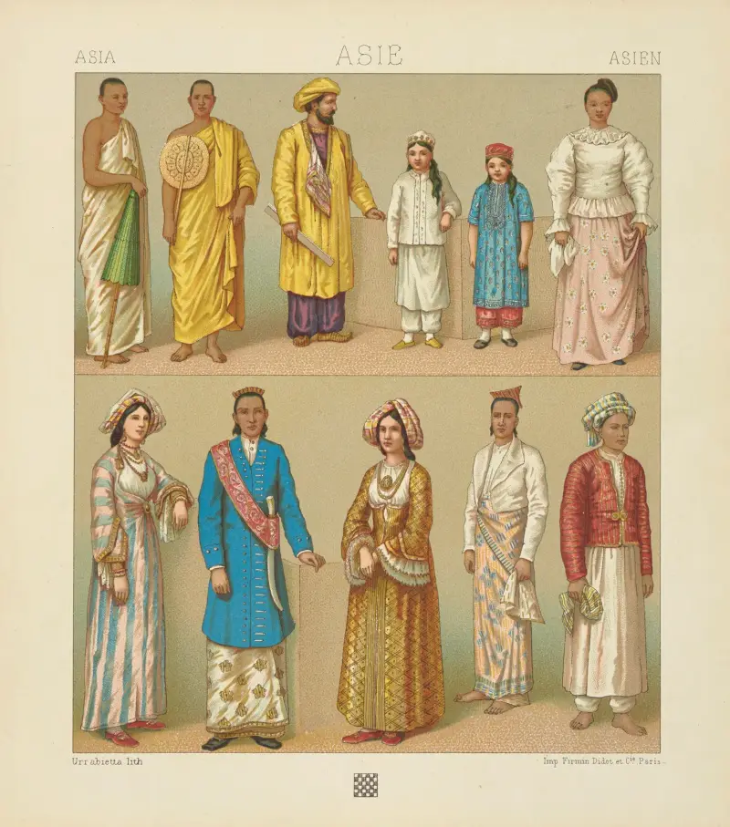 Costumes feminins – repas av Auguste Racinet