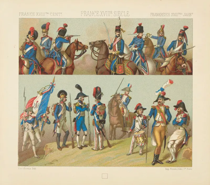 Militära dräkter – reguljära trupper (1792–1793) av Auguste Racinet
