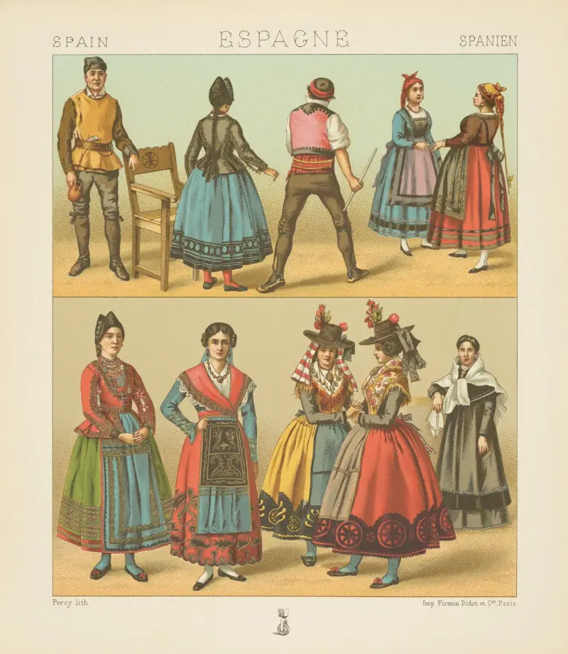 Folkdräkter – Gamla Kastilien, Kungariket León av Auguste Racinet