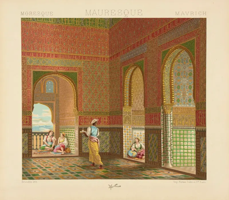 Interieur de l’habitation seigneuriale – XIIIe-XIVe siecle av Auguste Racinet