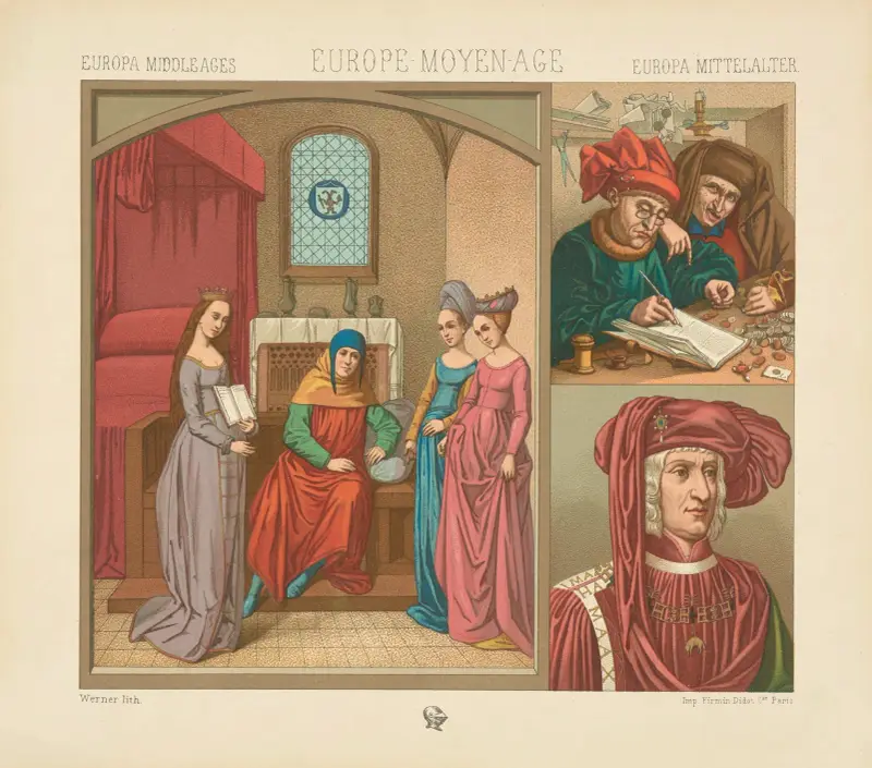 Interieur et costumes civils – XVe siecle av Auguste Racinet