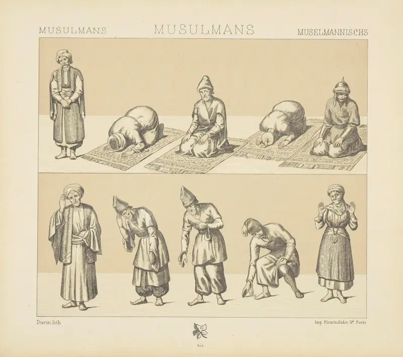 Muslimsk bön och orientalisk hälsning av Auguste Racinet