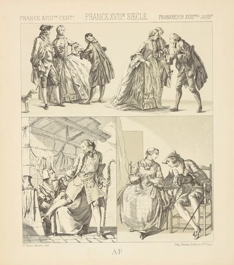 Le monde elegant , les filles du peuple av Auguste Racinet
