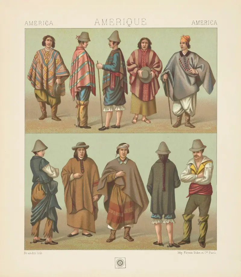 Chilenska folkdräkter av Auguste Racinet