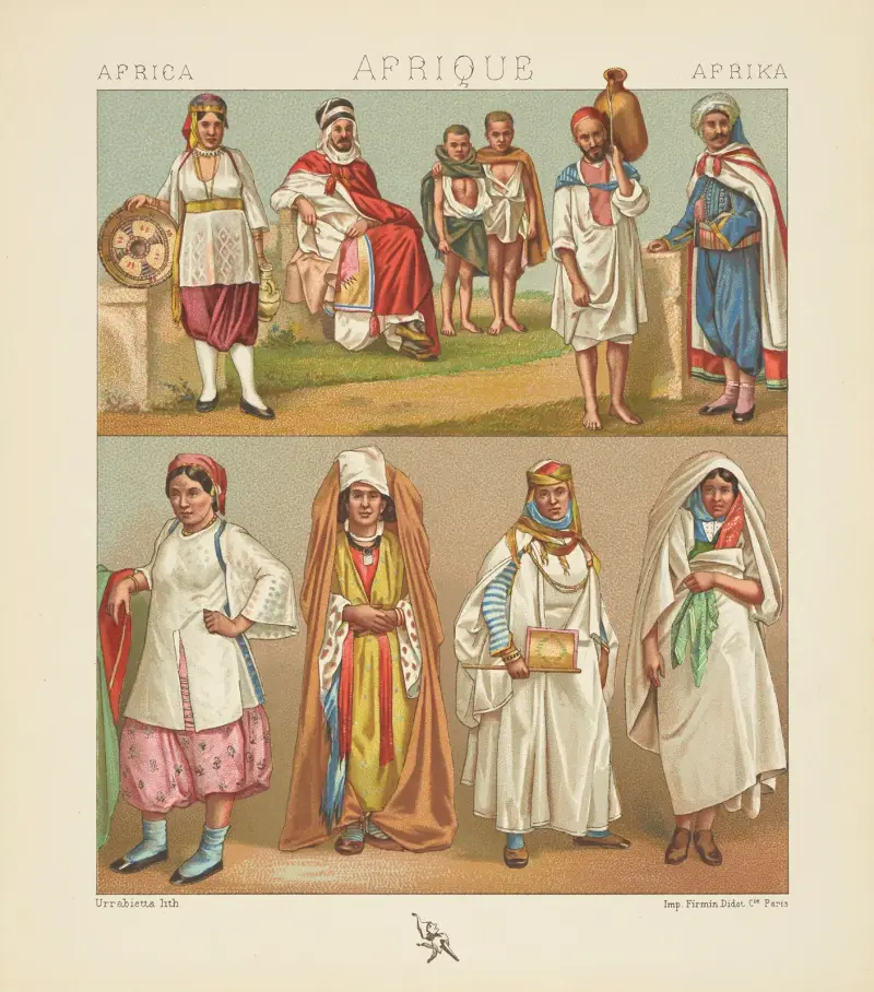 Les populations Barbareques; costumes de l’Algérie et de la Tunisie av Auguste Racinet