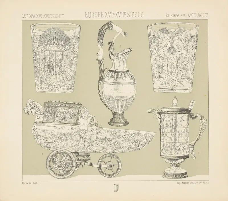 Objets mobiliers, verreries, Auguste Racinet