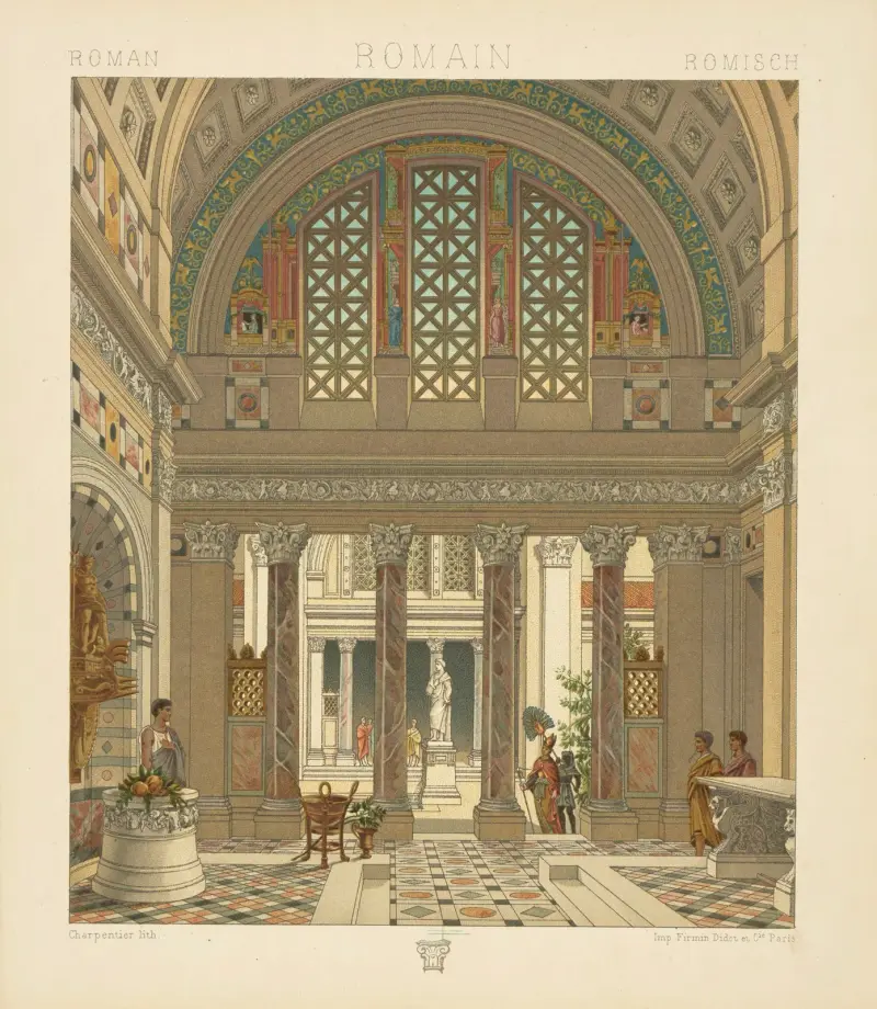 Restauration av ett palatsinteriör av Auguste Racinet