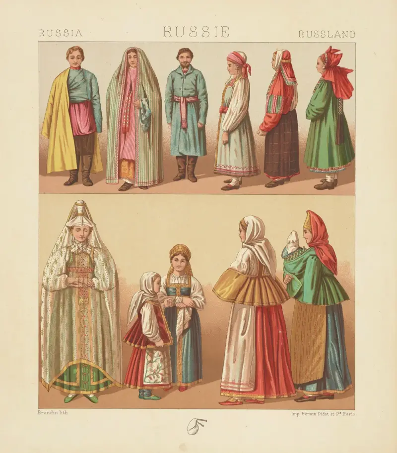 Slavo-Russes, Mordvien, Kalmouk, Tartare av Auguste Racinet