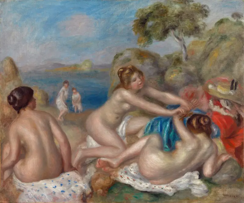 Kąpiący się bawiący się krabem, Pierre-Auguste Renoir
