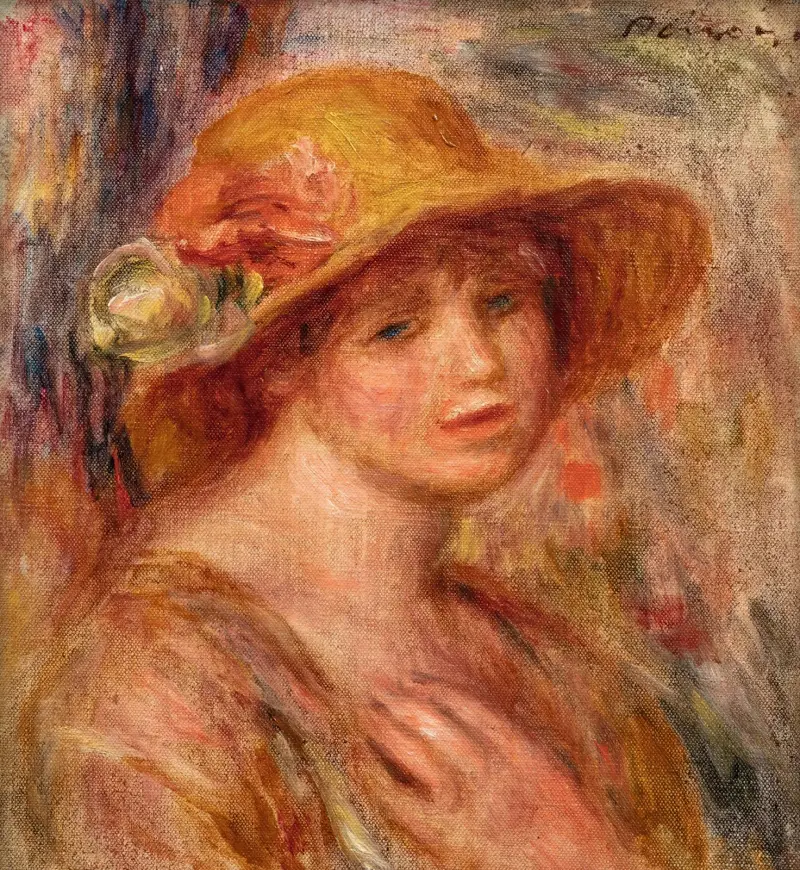 Femme au chapeau de paille av Pierre-Auguste Renoir