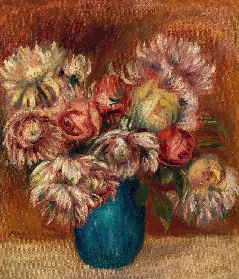 Flowers in a Green Vase (Fleurs dans un vase vert) av Pierre-Auguste Renoir