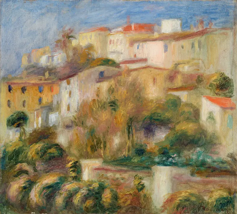 Houses on a Hill (Groupe de maisons sur un coteau) av Pierre-Auguste Renoir