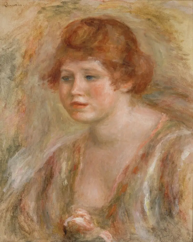 Jeune femme à la rose av Pierre-Auguste Renoir