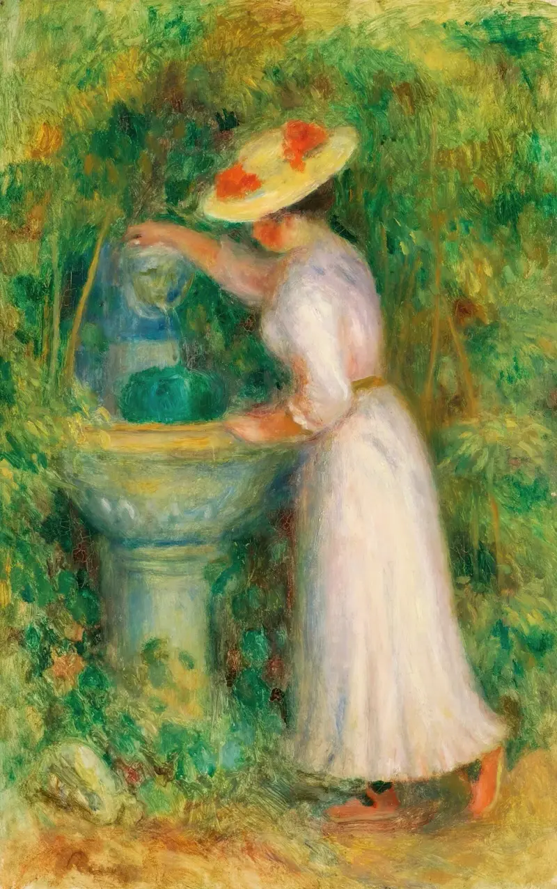 Jeune Fille Près D’une Fontaine av Pierre-Auguste Renoir