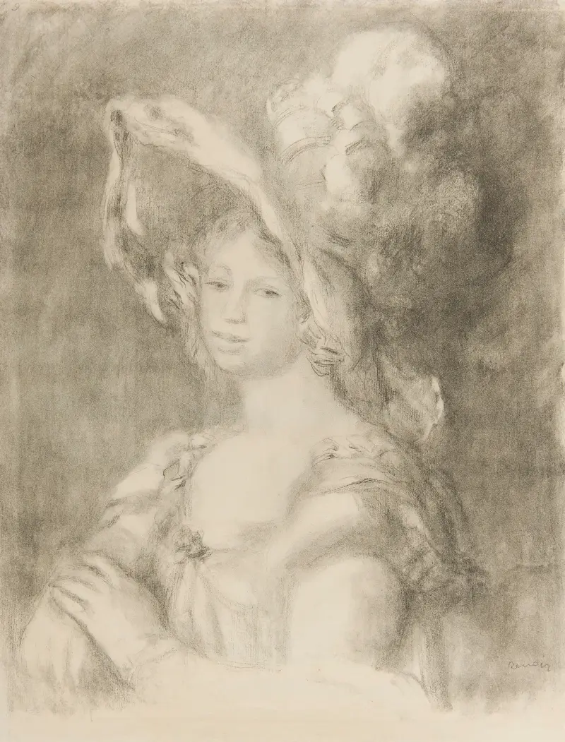 Mademoiselle Dieterle ou La Dame au grand chapeau av Pierre-Auguste Renoir