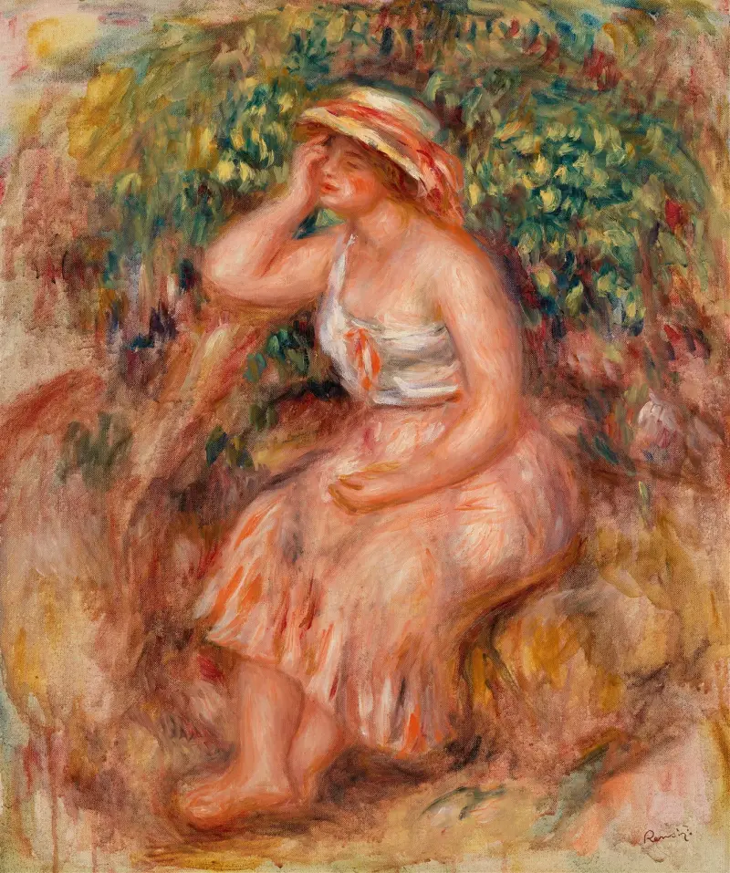 Woman Daydreaming (Rêveuse) av Pierre-Auguste Renoir