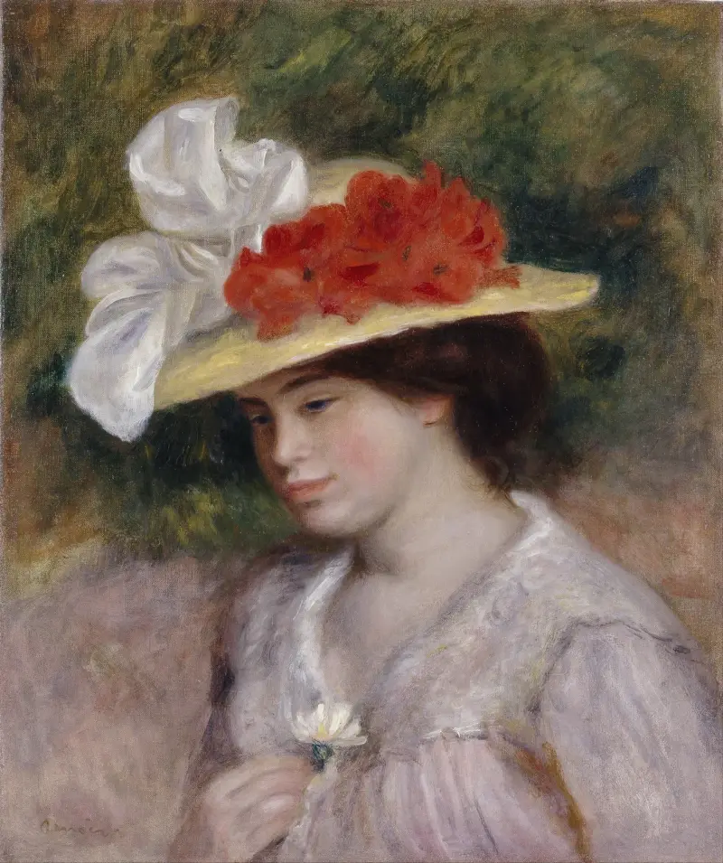 Woman in a Flowered Hat av Pierre-Auguste Renoir